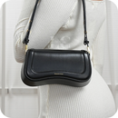 Bolsa shoulder preta romantic crown