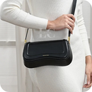 Bolsa shoulder preta romantic crown